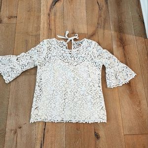 Boden White Bell Sleeve 3/4 Top. US Size 8. UK Size 12.